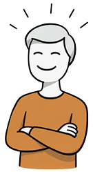 Illustration von Julian in zufriedener Pose
