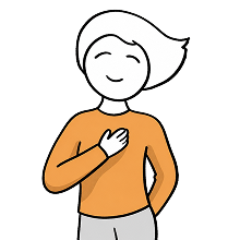 Illustration einer Person, die über die Ordnung, die sie geschaffen hat, zufrieden ist und strahlt